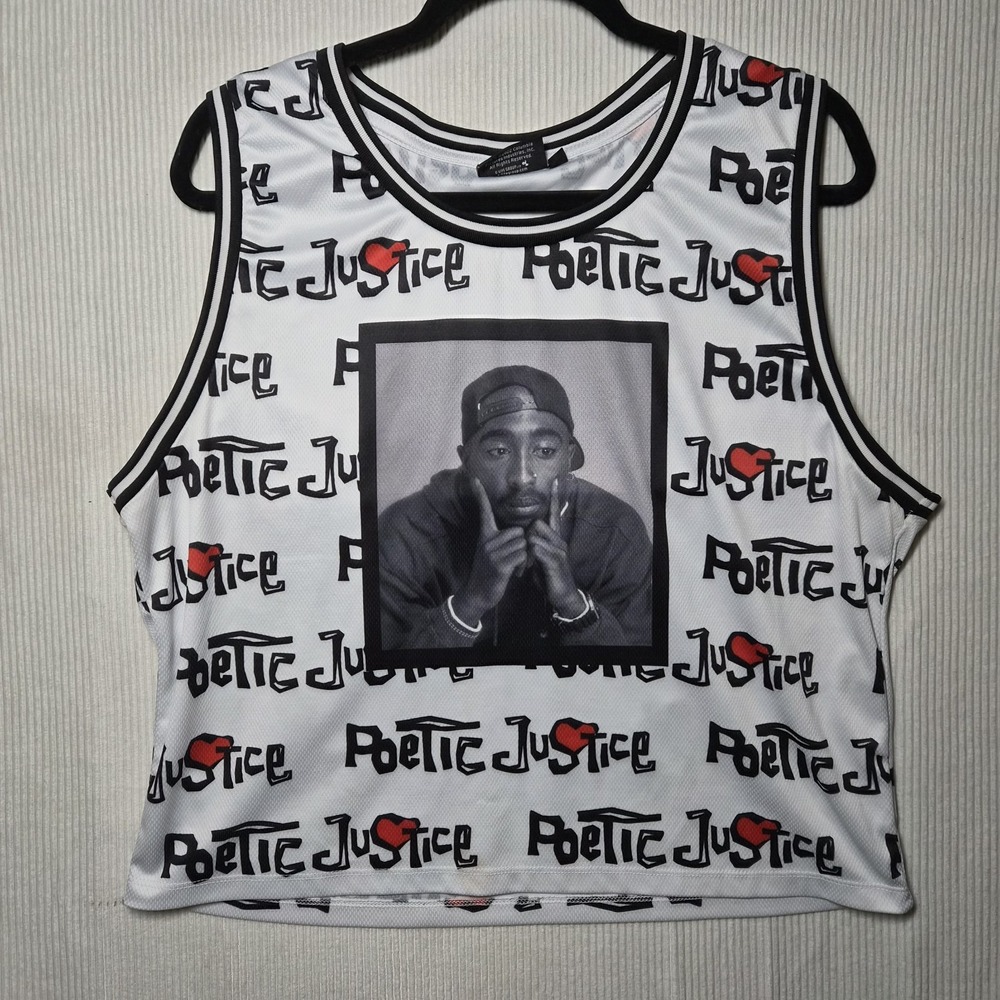 Tupac Shakur Jersey Style Crop Top Womens XL Poetic Justice